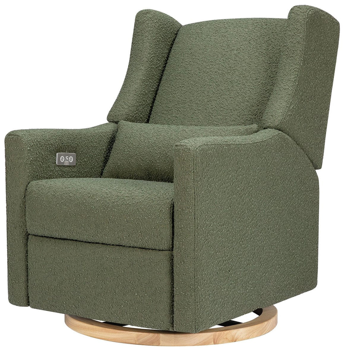 Babyletto Kiwi Electronic Glider Recliner w/ USB - Olive Boucle w/ Light Wood Base - M11288OBLB