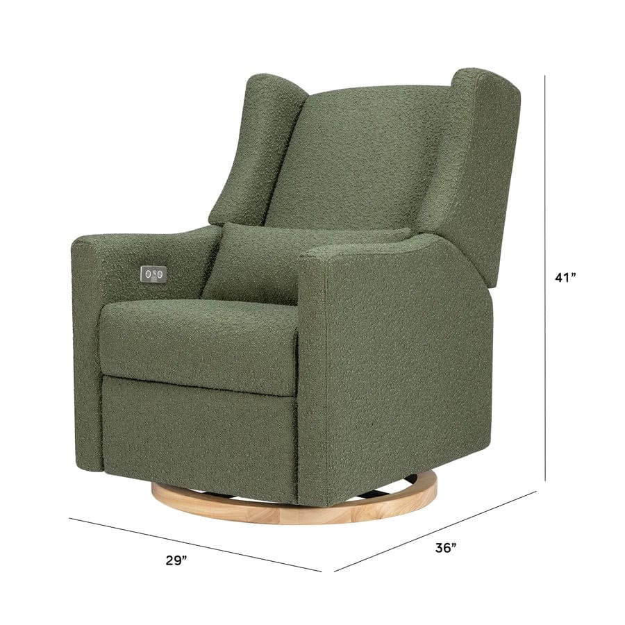 Babyletto Kiwi Electronic Glider Recliner w/ USB - Olive Boucle w/ Light Wood Base - M11288OBLB
