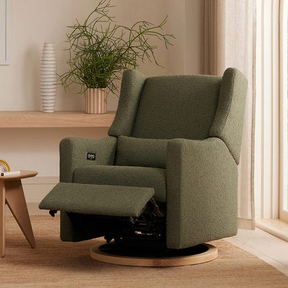 Babyletto Kiwi Electronic Glider Recliner w/ USB - Olive Boucle w/ Light Wood Base - M11288OBLB