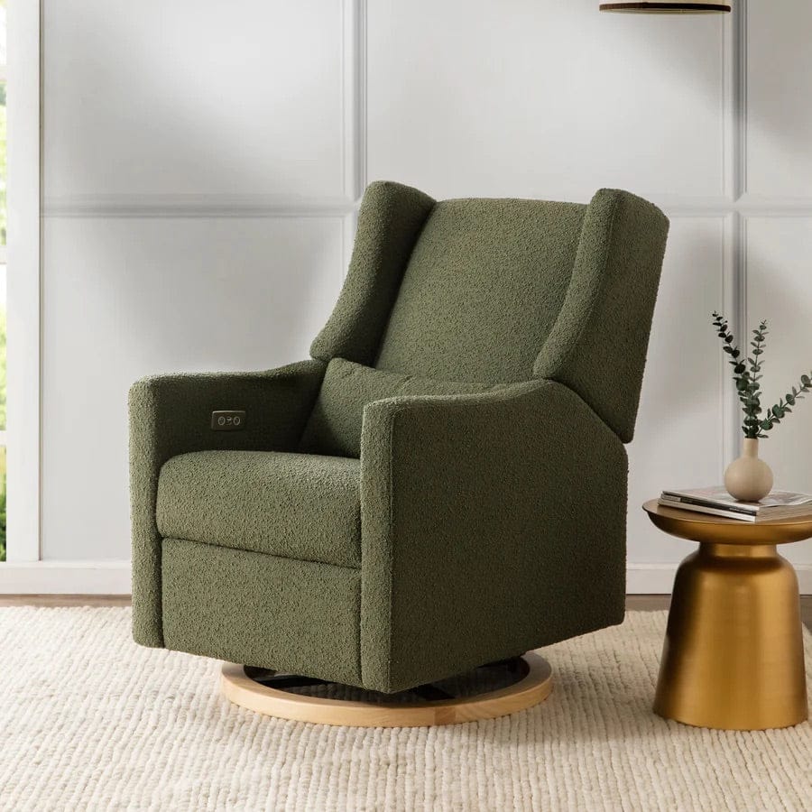 Babyletto Kiwi Electronic Glider Recliner w/ USB - Olive Boucle w/ Light Wood Base - M11288OBLB