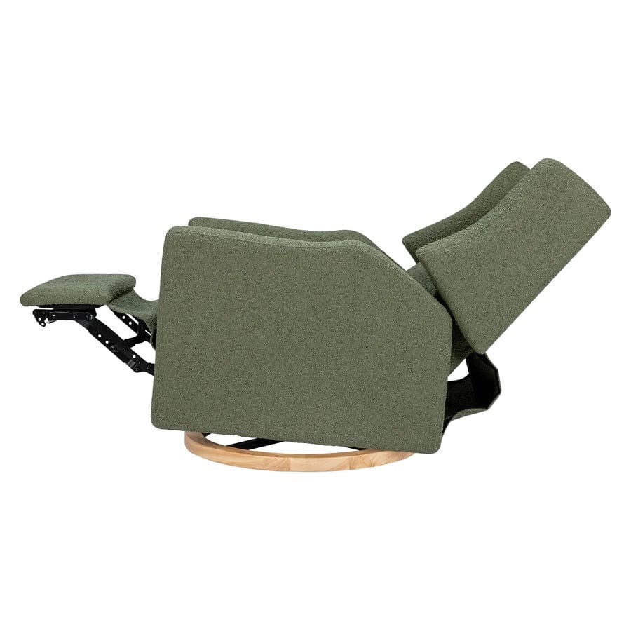 Babyletto Kiwi Electronic Glider Recliner w/ USB - Olive Boucle w/ Light Wood Base - M11288OBLB