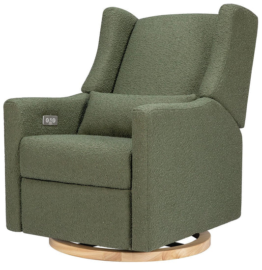Babyletto Kiwi Electronic Glider Recliner w/ USB - Olive Boucle w/ Light Wood Base - M11288OBLB