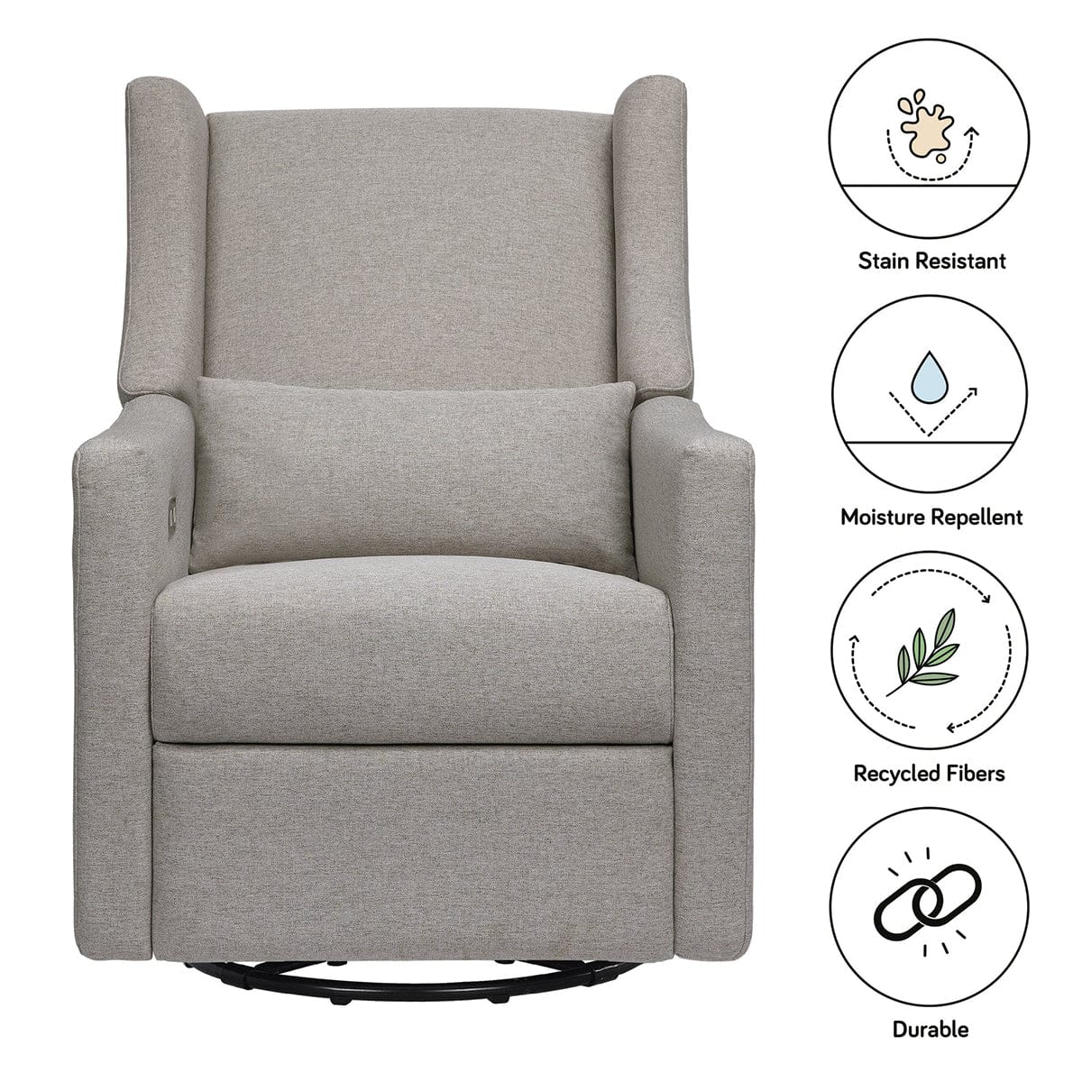 Babyletto Kiwi Electronic Glider Recliner w/ USB - Performance Grey Eco-Weave - M11288PGEW
