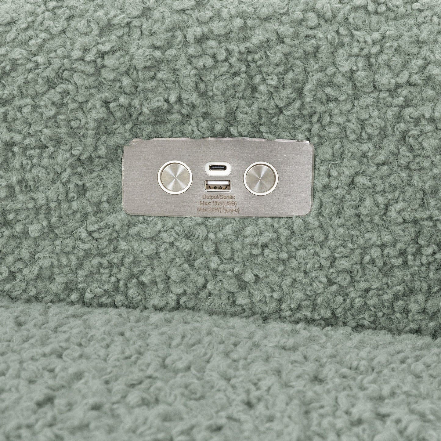 Babyletto Kiwi Electronic Glider Recliner w/ USB - Sage Teddy Loop w/ Light Wood Base - M11288STLB
