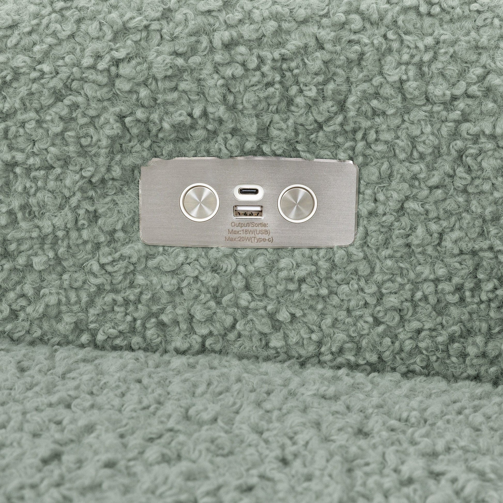 Babyletto Kiwi Electronic Glider Recliner w/ USB - Sage Teddy Loop w/ Light Wood Base - M11288STLB