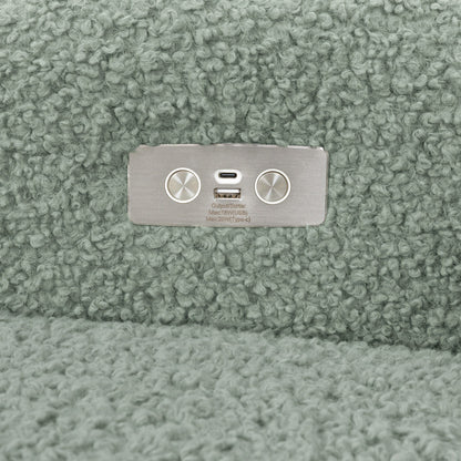 Babyletto Kiwi Electronic Glider Recliner w/ USB - Sage Teddy Loop w/ Light Wood Base - M11288STLB