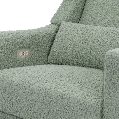 Babyletto Kiwi Electronic Glider Recliner w/ USB - Sage Teddy Loop w/ Light Wood Base - M11288STLB