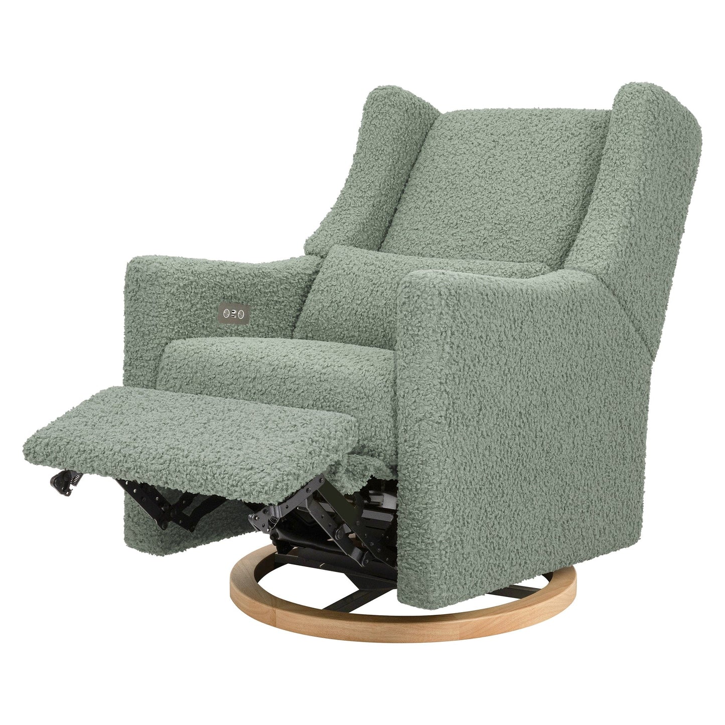 Babyletto Kiwi Electronic Glider Recliner w/ USB - Sage Teddy Loop w/ Light Wood Base - M11288STLB