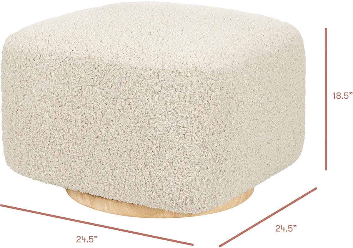 Babyletto Kiwi Gliding Ottoman - Almond Teddy Loop w/ Light Wood Base - M26385ATLB