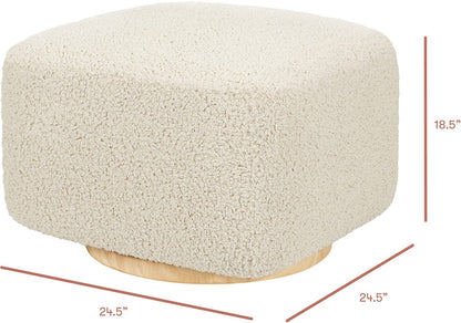 Babyletto Kiwi Gliding Ottoman - Almond Teddy Loop w/ Light Wood Base - M26385ATLB