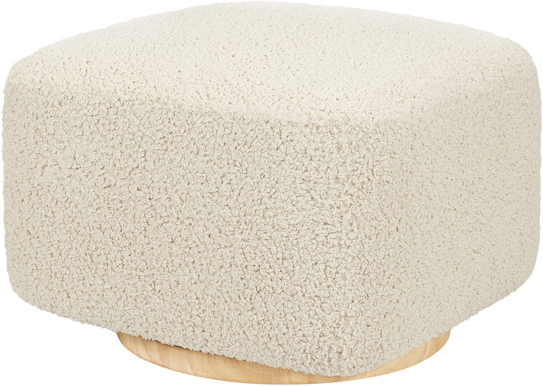 Babyletto Kiwi Gliding Ottoman - Almond Teddy Loop w/ Light Wood Base - M26385ATLB