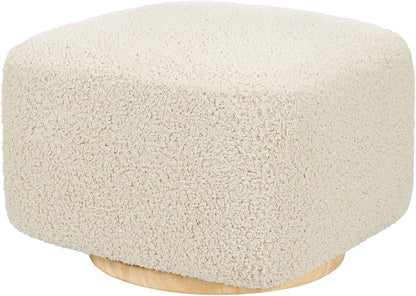 Babyletto Kiwi Gliding Ottoman - Almond Teddy Loop w/ Light Wood Base - M26385ATLB