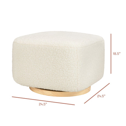 Babyletto Kiwi Gliding Ottoman - Cream Shearling with Light Wood Base - M26385CMSGLB