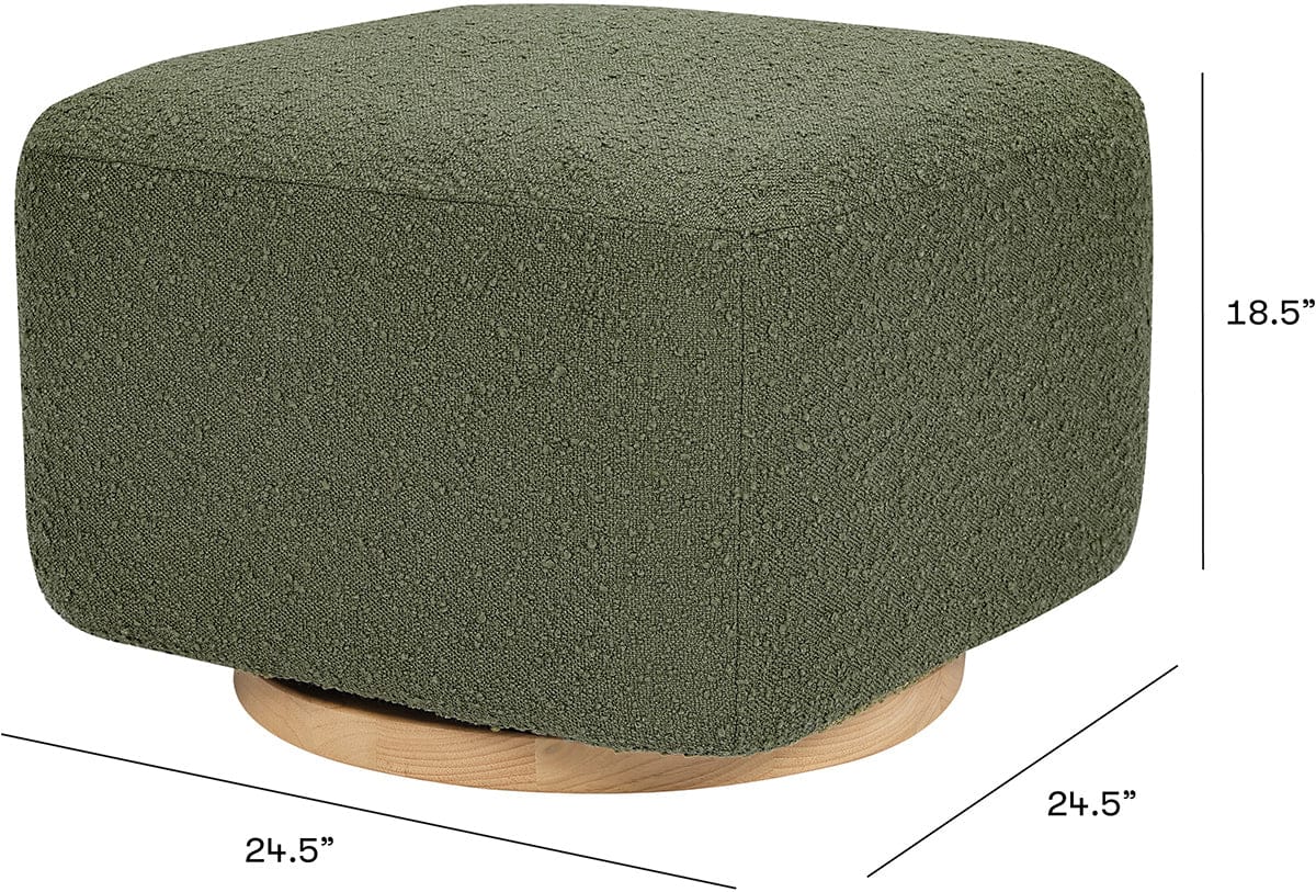 Babyletto Kiwi Gliding Ottoman - Olive Boucle w/ Light Wood Base - M26385OBLB