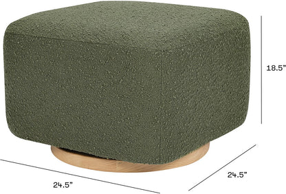 Babyletto Kiwi Gliding Ottoman - Olive Boucle w/ Light Wood Base - M26385OBLB
