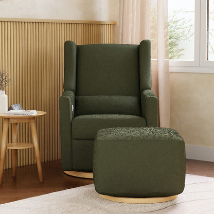 Babyletto Kiwi Gliding Ottoman - Olive Boucle w/ Light Wood Base - M26385OBLB