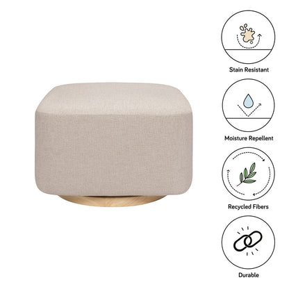 Babyletto Kiwi Gliding Ottoman - Performance Beach Eco-Weave w/ Light Wood Base - M26385PBEWLB
