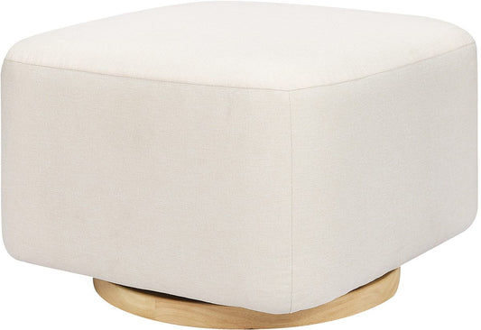 Babyletto Kiwi Gliding Ottoman - Performance Cream Eco-Weave w/ Light Wood Base - M26385PCMEWLB
