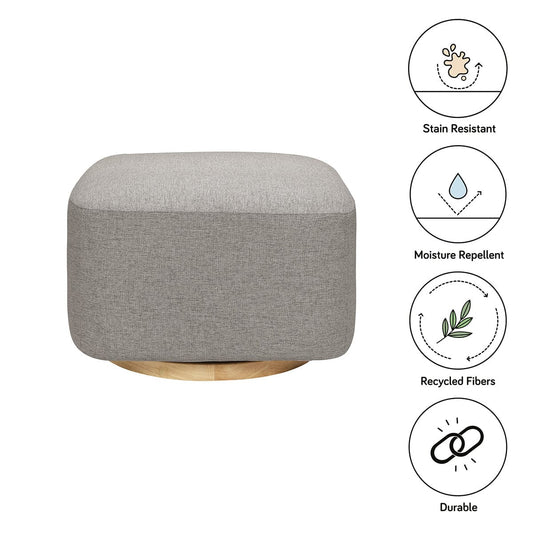 Babyletto Kiwi Gliding Ottoman - Performance Grey Eco-Weave w/ Light Wood Base - M26385PGEWLB