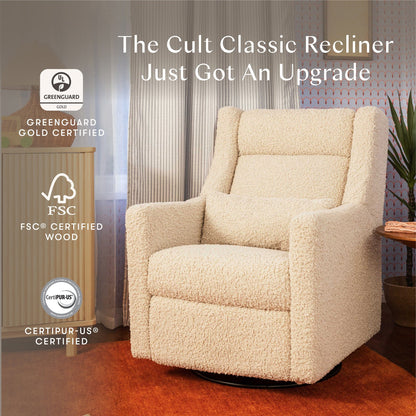 Babyletto Kiwi Plus Electric Recliner Swivel Glider w/ Adjustable Headrest + USB Port - Almond Teddy Loop - M11286AT