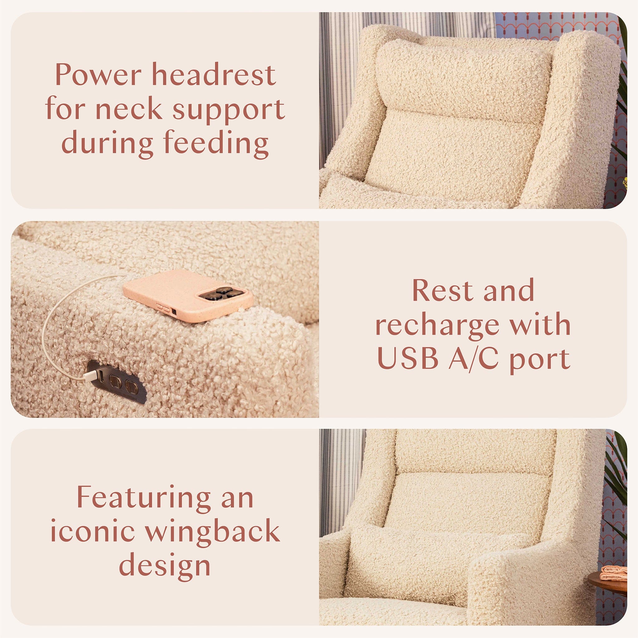 Babyletto Kiwi Plus Electric Recliner Swivel Glider w/ Adjustable