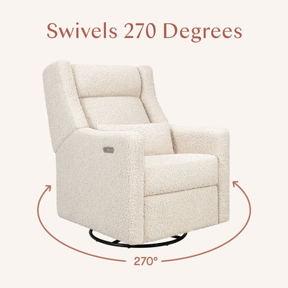 Babyletto Kiwi Plus Electric Recliner Swivel Glider w/ Adjustable Headrest + USB Port - Almond Teddy Loop - M11286AT