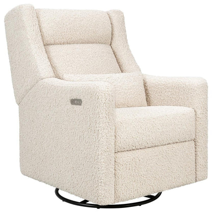 Babyletto Kiwi Plus Electric Recliner Swivel Glider w/ Adjustable Headrest + USB Port - Almond Teddy Loop - M11286AT