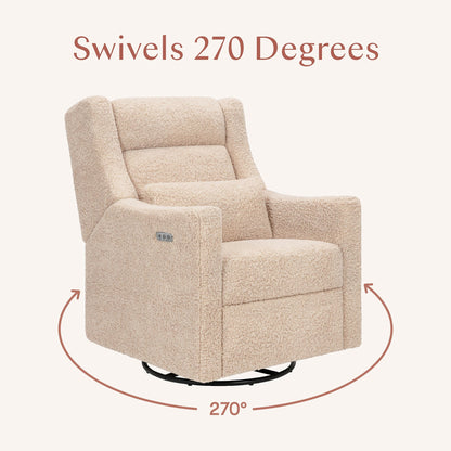 Babyletto Kiwi Plus Electric Recliner Swivel Glider w/ Adjustable Headrest + USB Port - Chai Shearling - M11286CSG