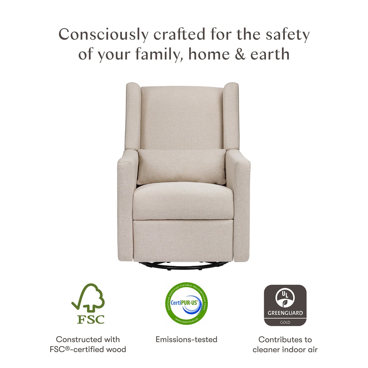 Babyletto Kiwi Recliner and Swivel Glider - Performance Beach Eco-Weave - M11277PBEW
