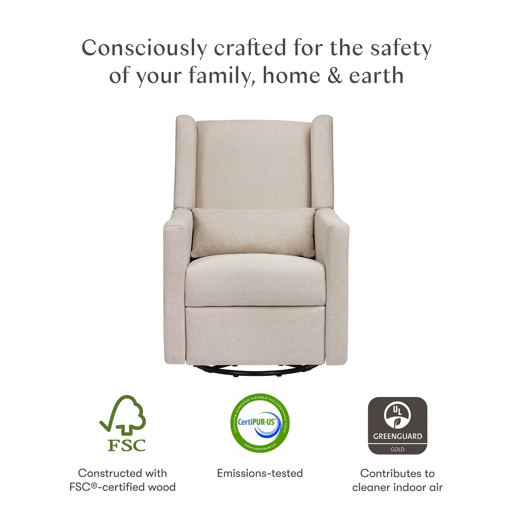 Babyletto Kiwi Recliner and Swivel Glider - Performance Beach Eco-Weave - M11277PBEW