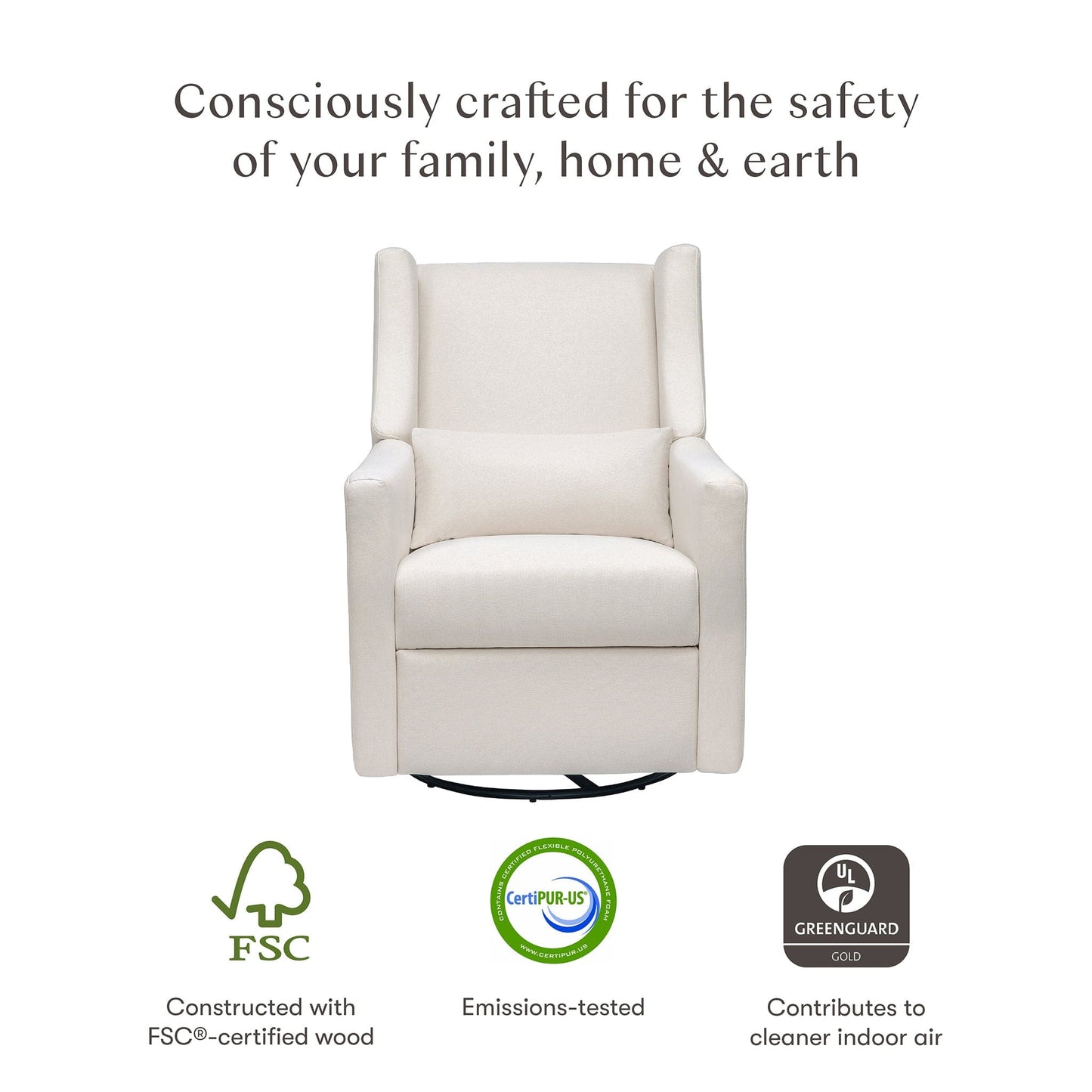 Babyletto Kiwi Recliner and Swivel Glider - Performance Cream Eco-Weave - M11277PCMEW