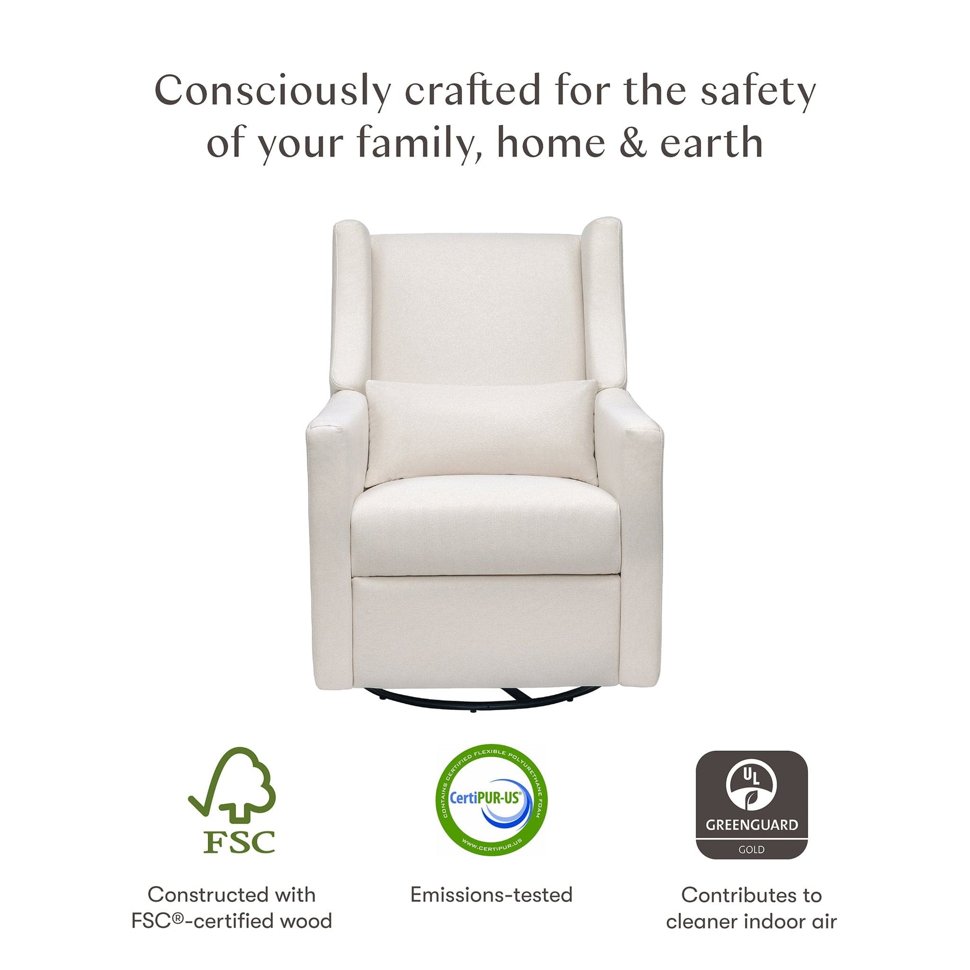 Babyletto Kiwi Recliner and Swivel Glider - Performance Cream Eco-Weave - M11277PCMEW
