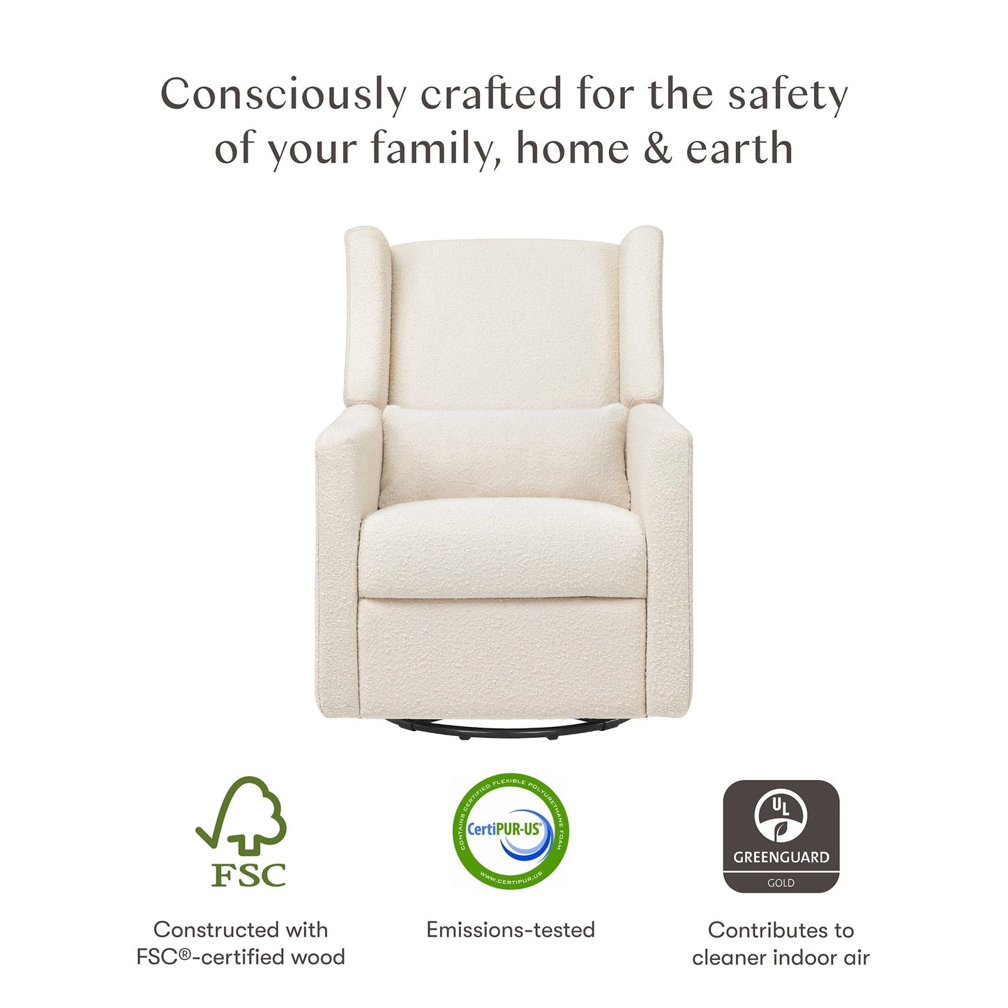 Babyletto Kiwi Recliner and Swivel Glider - Performance Ivory Boucle - M11277PWB