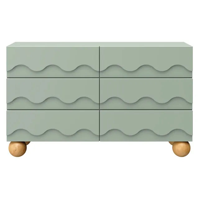 Babyletto Lido Wave 6-Drawer Assembled Dresser - Light Sage / Honey - M31116LSHY