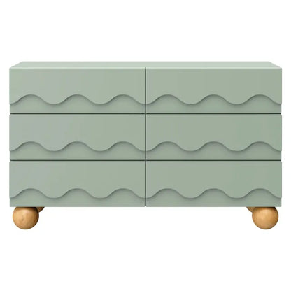 Babyletto Lido Wave 6-Drawer Assembled Dresser - Light Sage / Honey - M31116LSHY