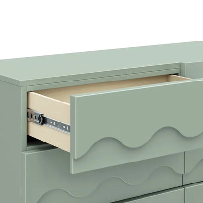 Babyletto Lido Wave 6-Drawer Assembled Dresser - Light Sage / Honey - M31116LSHY