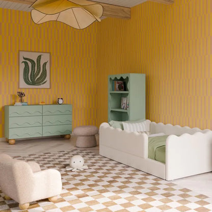 Babyletto Lido Wave 6-Drawer Assembled Dresser - Light Sage / Honey - M31116LSHY