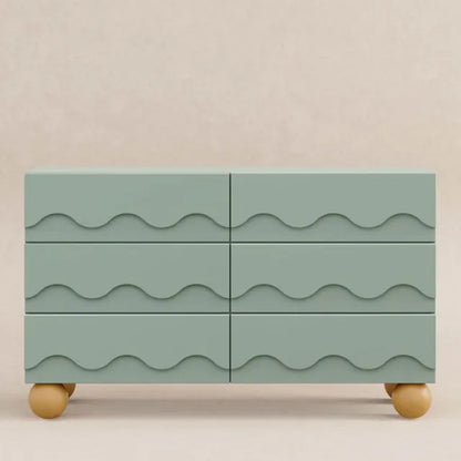 Babyletto Lido Wave 6-Drawer Assembled Dresser - Light Sage / Honey - M31116LSHY