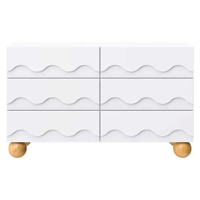 Babyletto Lido Wave 6-Drawer Assembled Dresser - White / Honey - M31116WHY