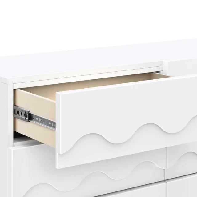 Babyletto Lido Wave 6-Drawer Assembled Dresser - White / Honey - M31116WHY