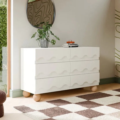 Babyletto Lido Wave 6-Drawer Assembled Dresser - White / Honey - M31116WHY