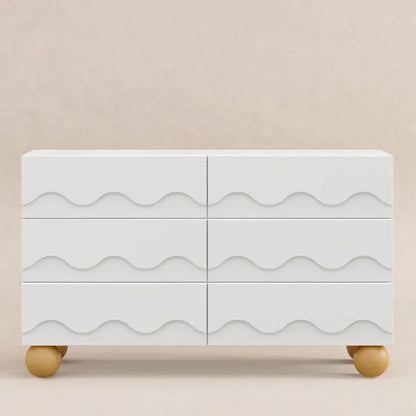 Babyletto Lido Wave 6-Drawer Assembled Dresser - White / Honey - M31116WHY