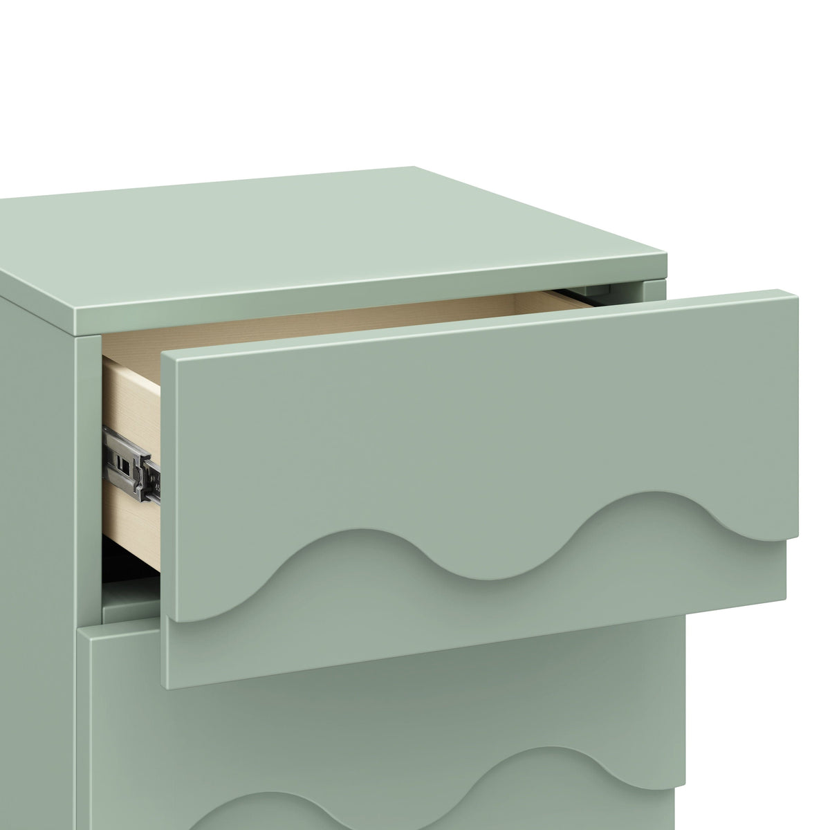 Babyletto Lido Wave Assembled Nightstand - Light Sage/Honey