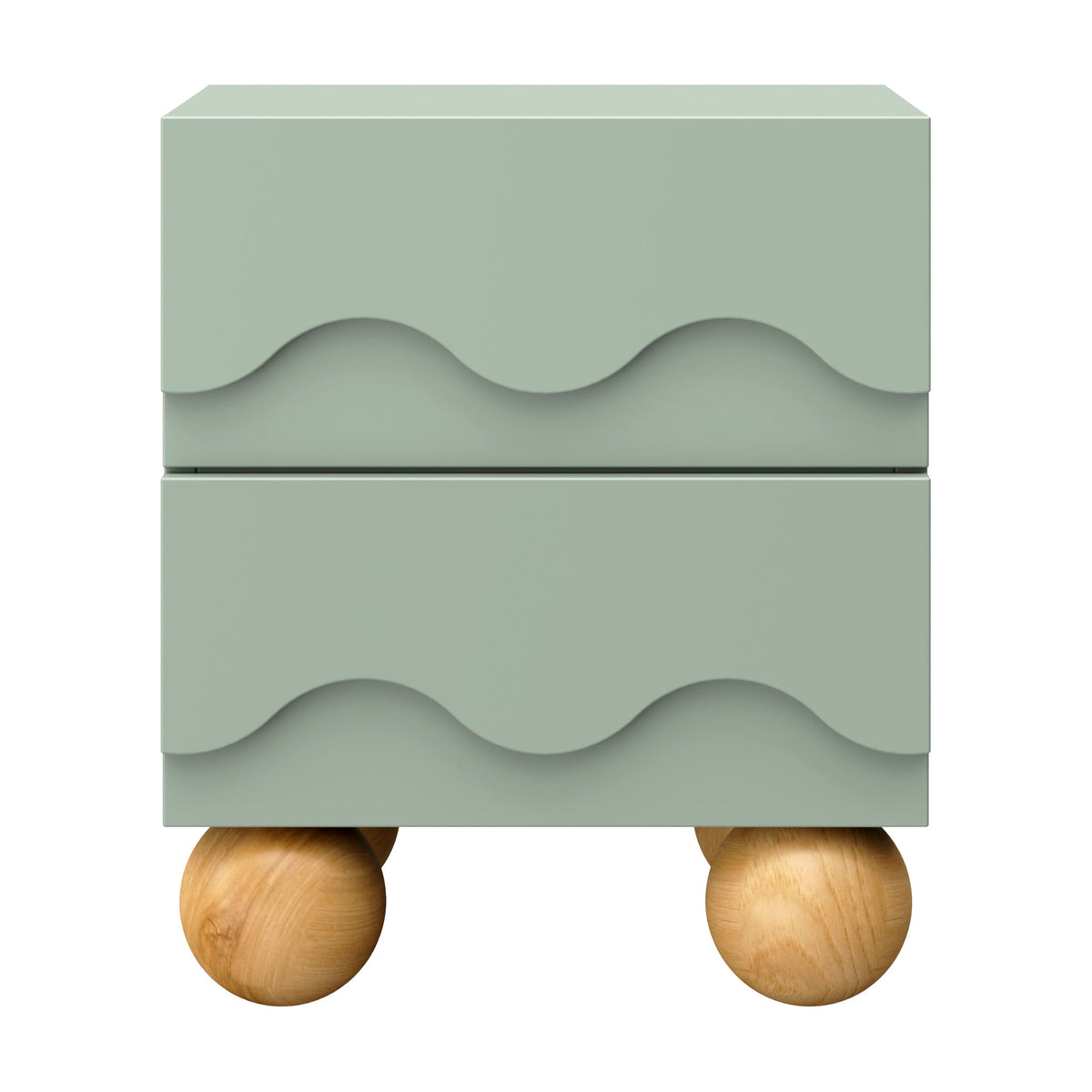 Babyletto Lido Wave Assembled Nightstand - Light Sage/Honey