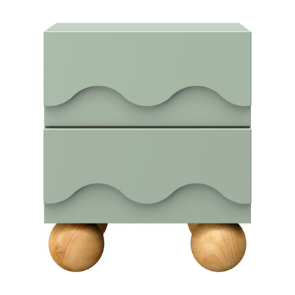 Babyletto Lido Wave Assembled Nightstand - Light Sage/Honey
