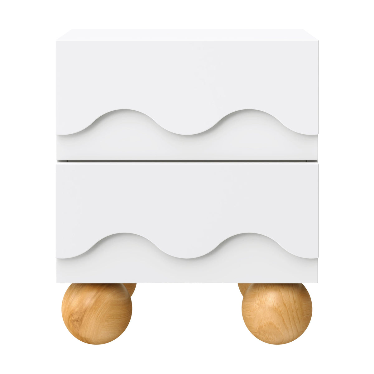 Babyletto Lido Wave Assembled Nightstand - White/Honey