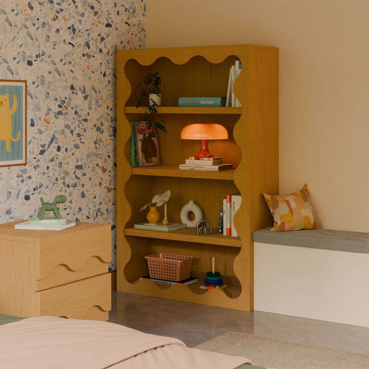 Babyletto Lido Wave Bookcase - Honey