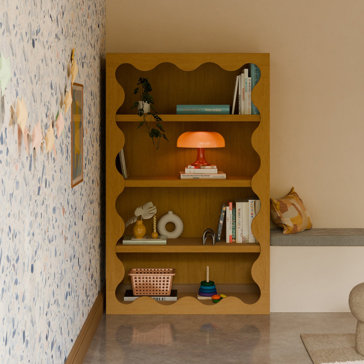 Babyletto Lido Wave Bookcase - Honey