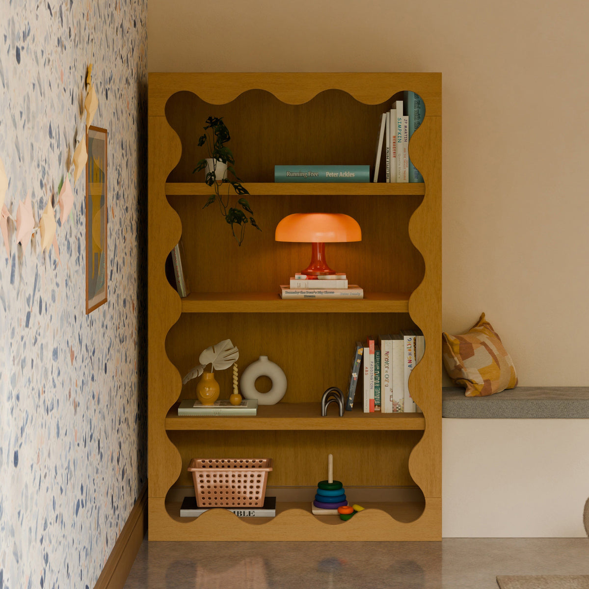 Babyletto Lido Wave Bookcase - Honey