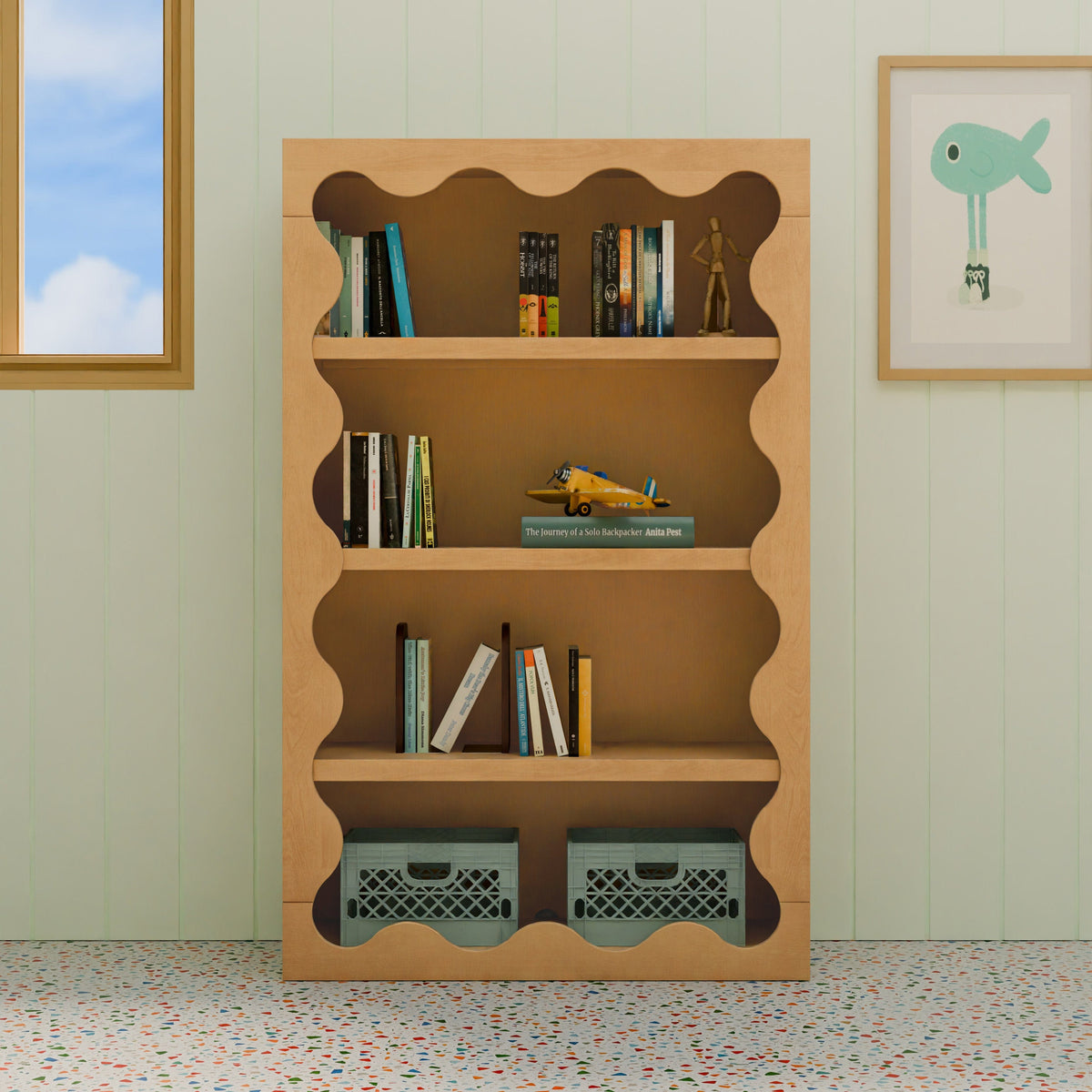 Babyletto Lido Wave Bookcase - Honey